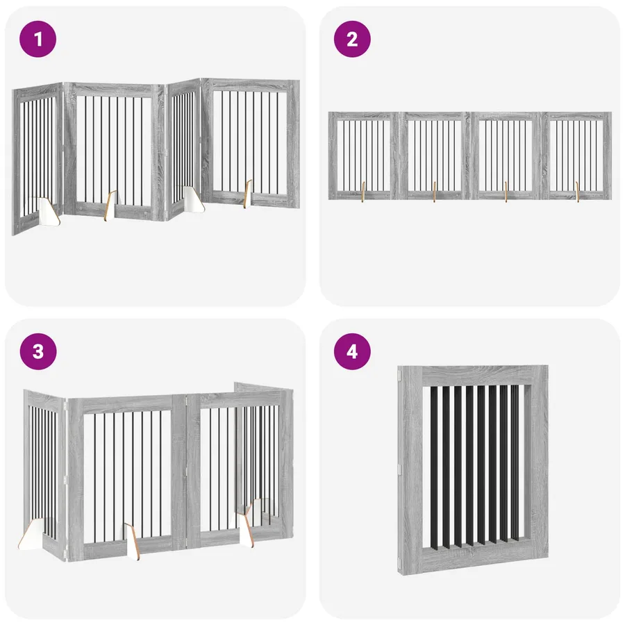 Porte de chien pliable avec supports 4 pcs Sonoma gris 321 cm - 7