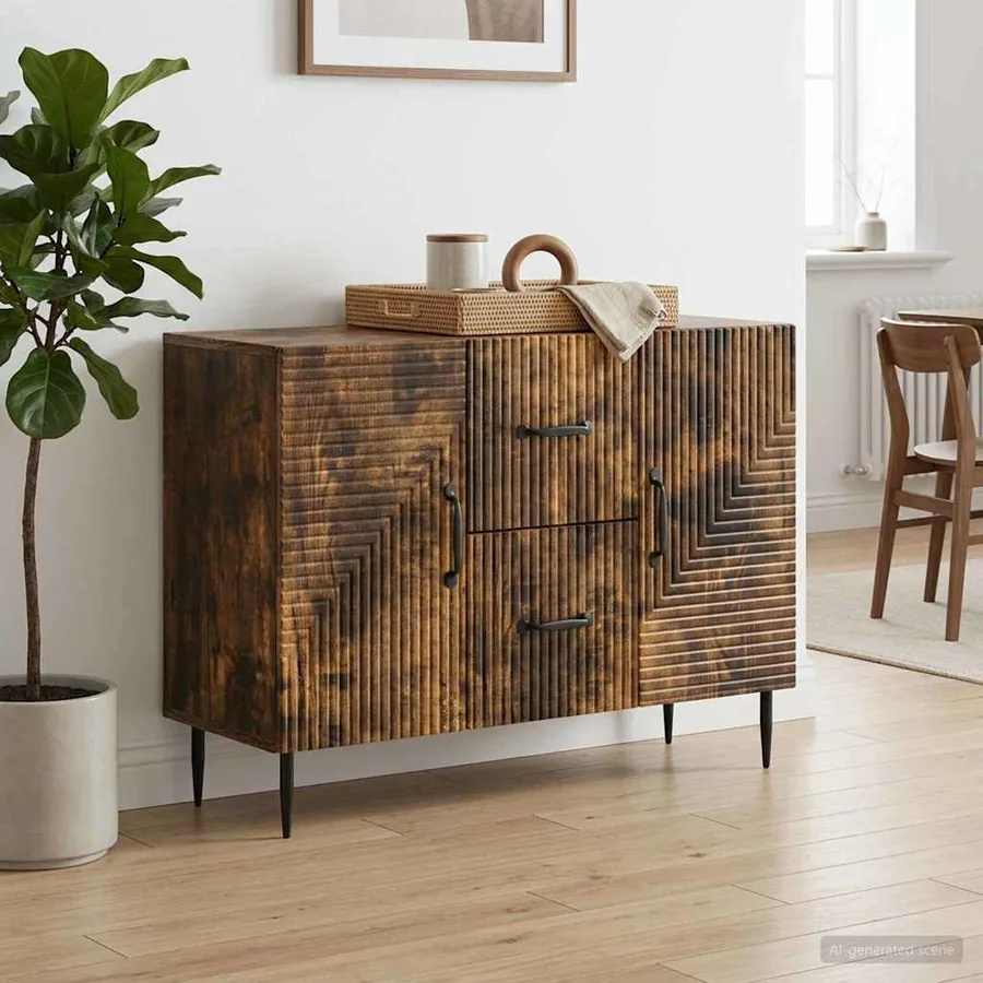 Buffet Chêne fumé 89 x 34,5 x 60 cm Bois d'ingénierie