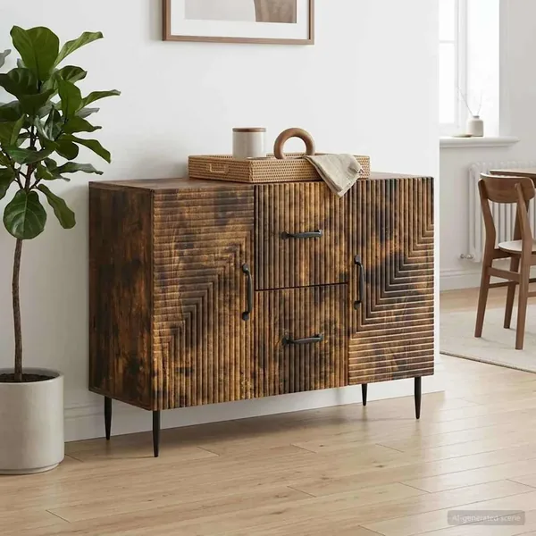 Buffet Chêne fumé 89 x 34,5 x 60 cm Bois d'ingénierie