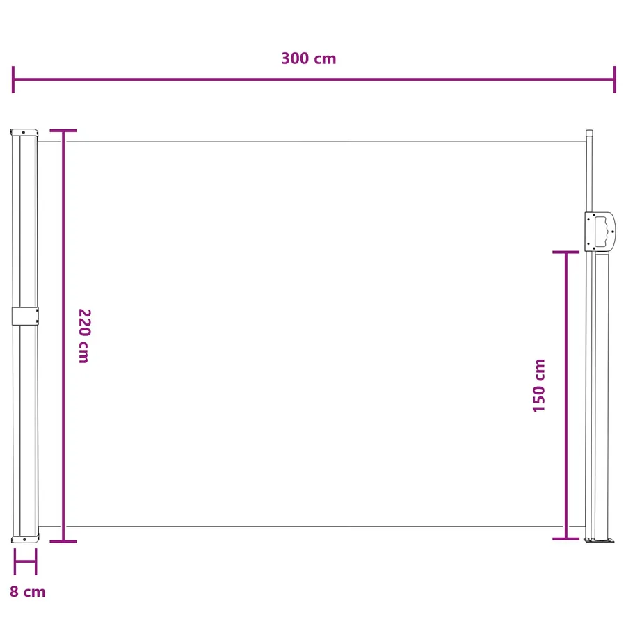 Store latéral rétractable Sable 300 x 220 cm Polyester - 8