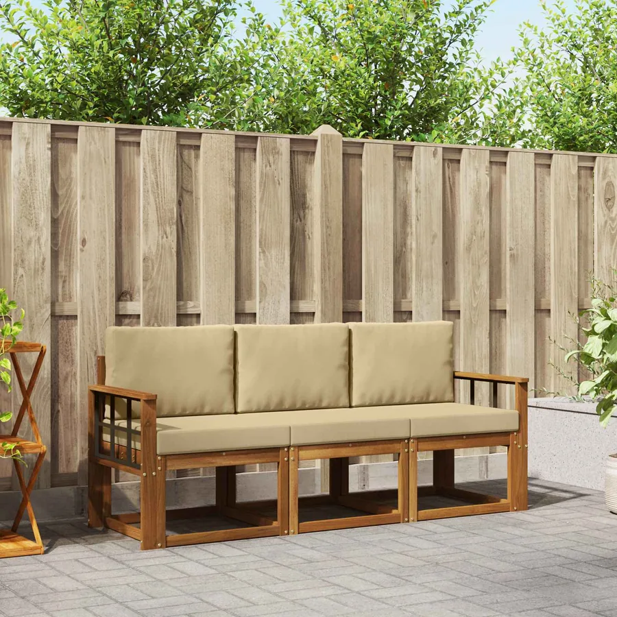 Ensemble de canapés d'extérieur 3 pcs Naturel et Beige