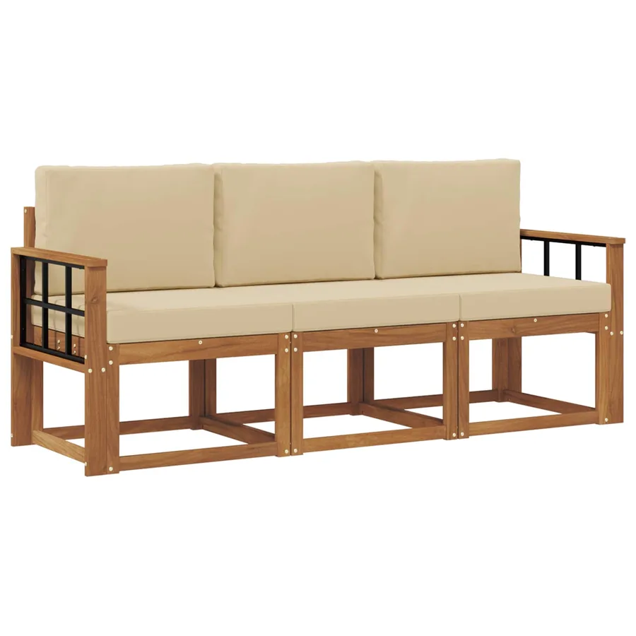 Ensemble de canapés d'extérieur 3 pcs Naturel et Beige - 2
