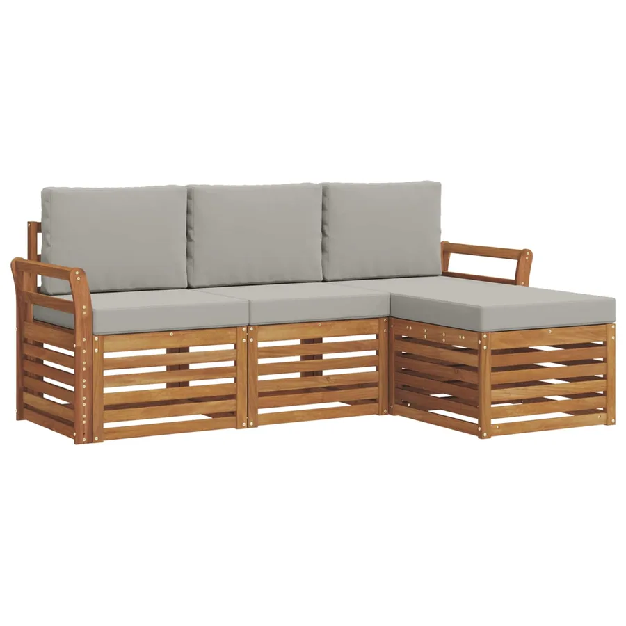 Ensemble de canapés d'extérieur 4 pcs Gris Naturel et Clair - 2