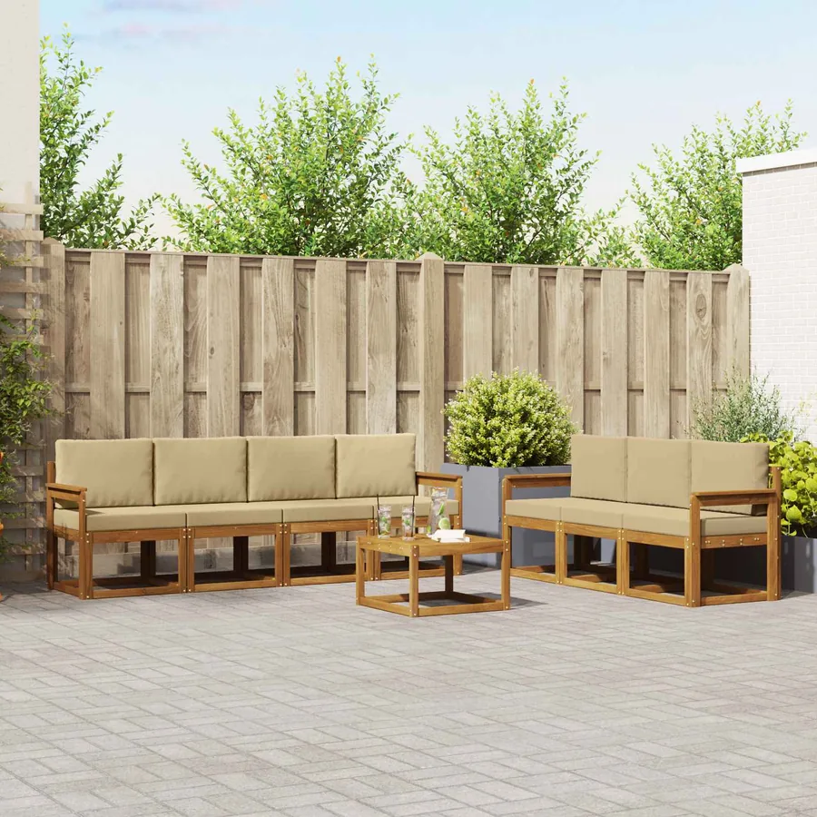 Ensemble de canapés d'extérieur 8 pcs Naturel et Beige