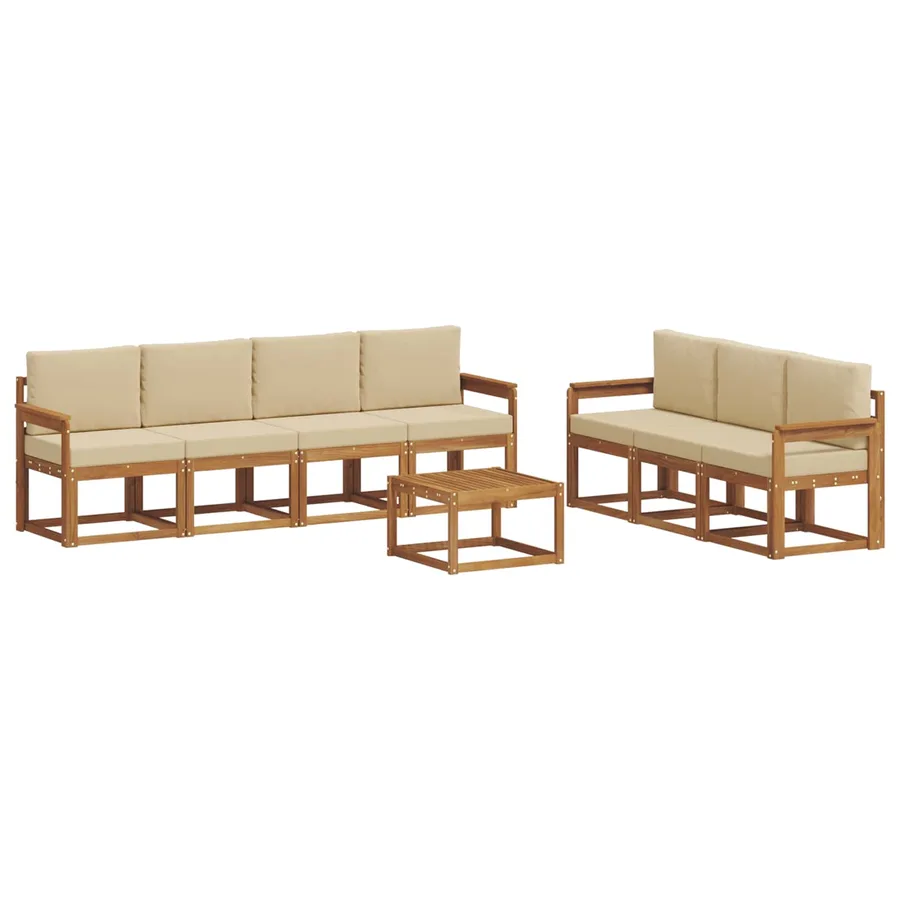 Ensemble de canapés d'extérieur 8 pcs Naturel et Beige - 2