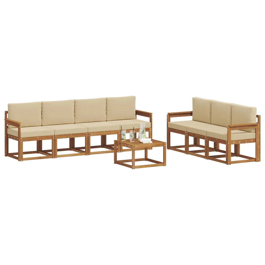 Ensemble de canapés d'extérieur 8 pcs Naturel et Beige - 3