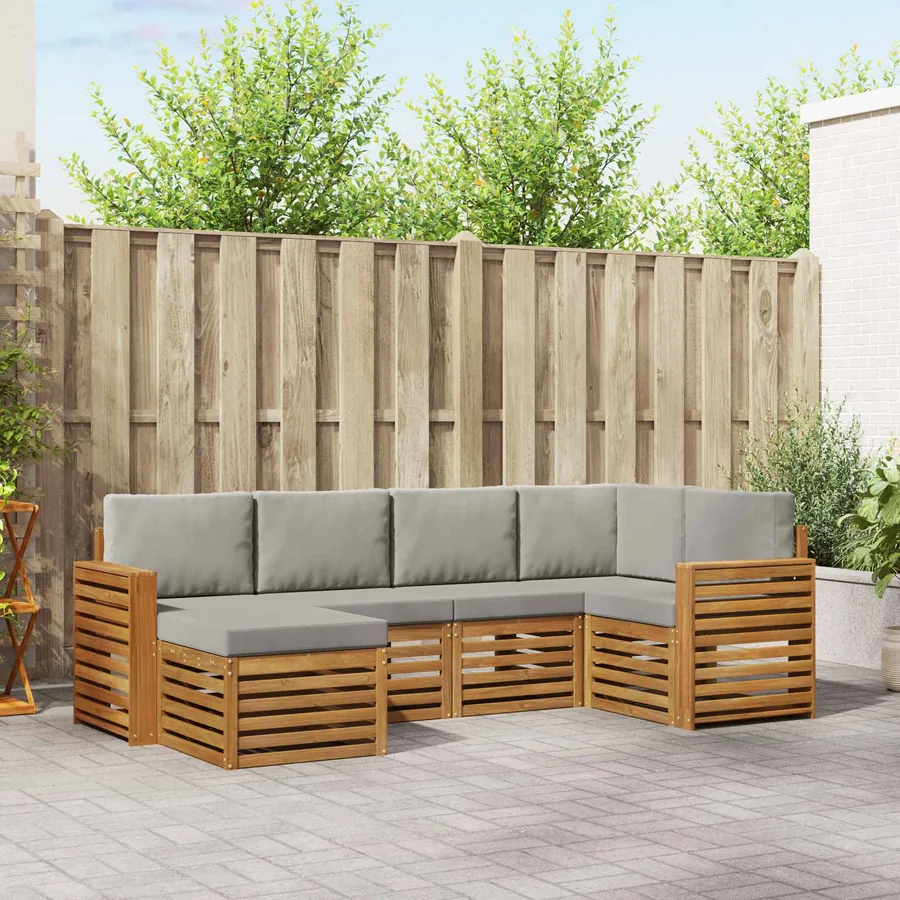 Ensemble de canapé d'angle 6 pcs Gris Naturel et Clair