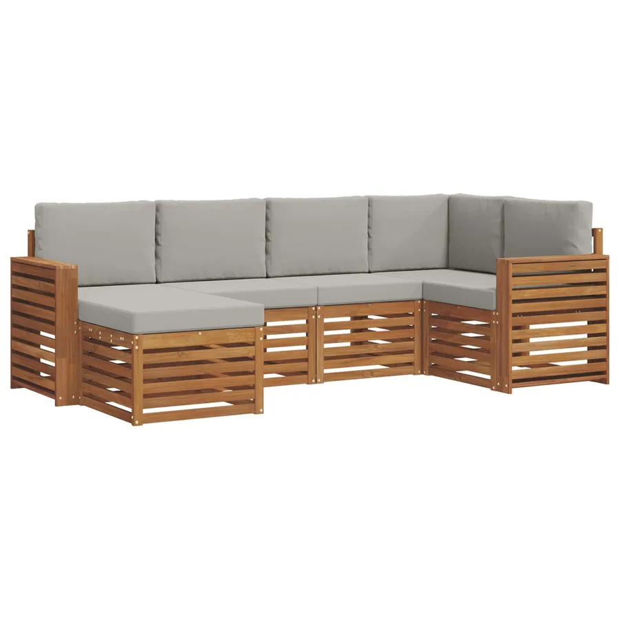 Ensemble de canapé d'angle 6 pcs Gris Naturel et Clair - 2