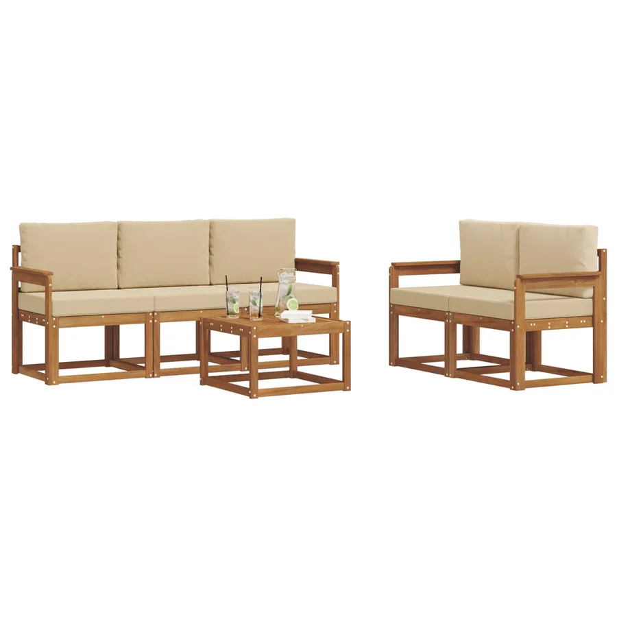 Ensemble de canapés d'extérieur 6 pcs Naturel et Beige - 3