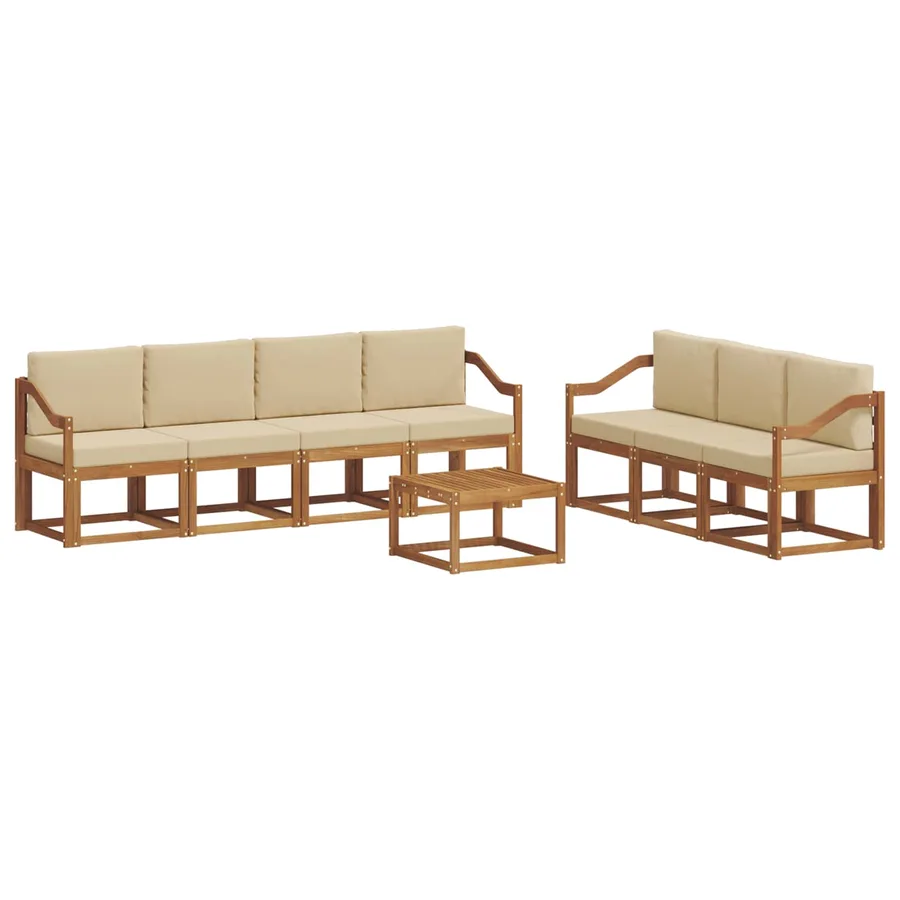 Ensemble de canapés d'extérieur 8 pcs Naturel et Beige - 2