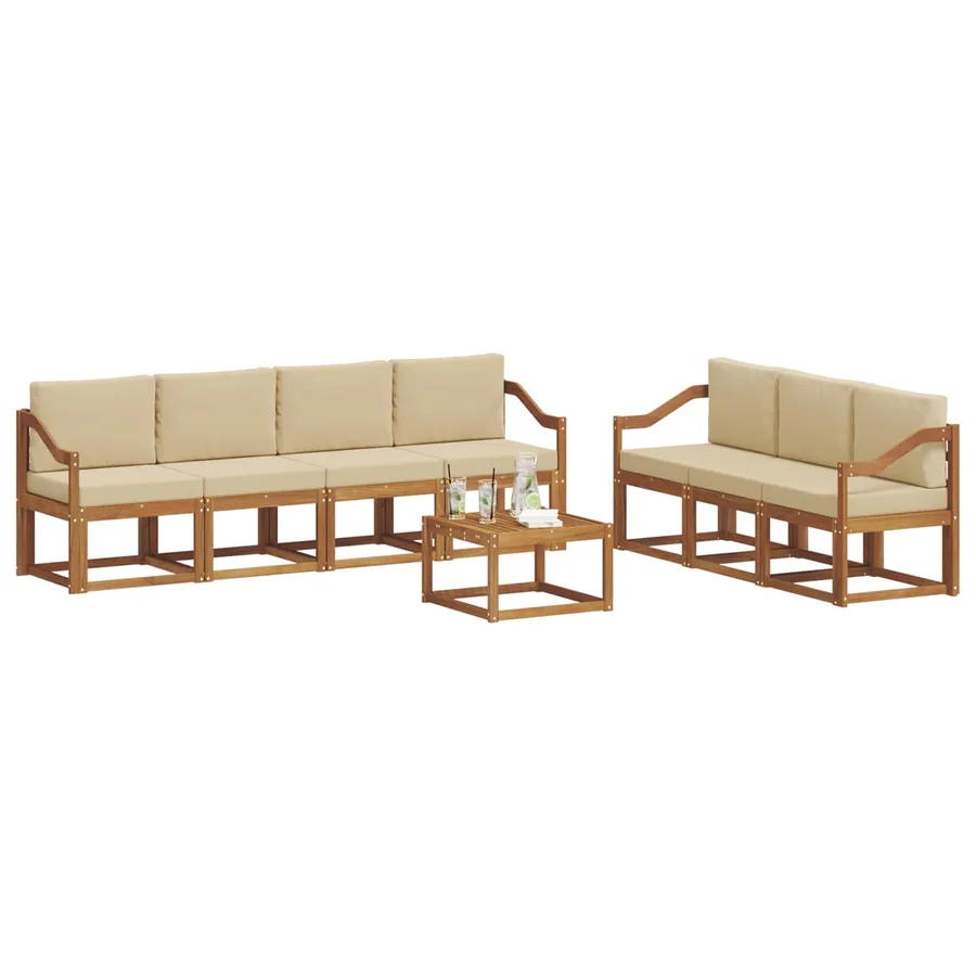 Ensemble de canapés d'extérieur 8 pcs Naturel et Beige - 3