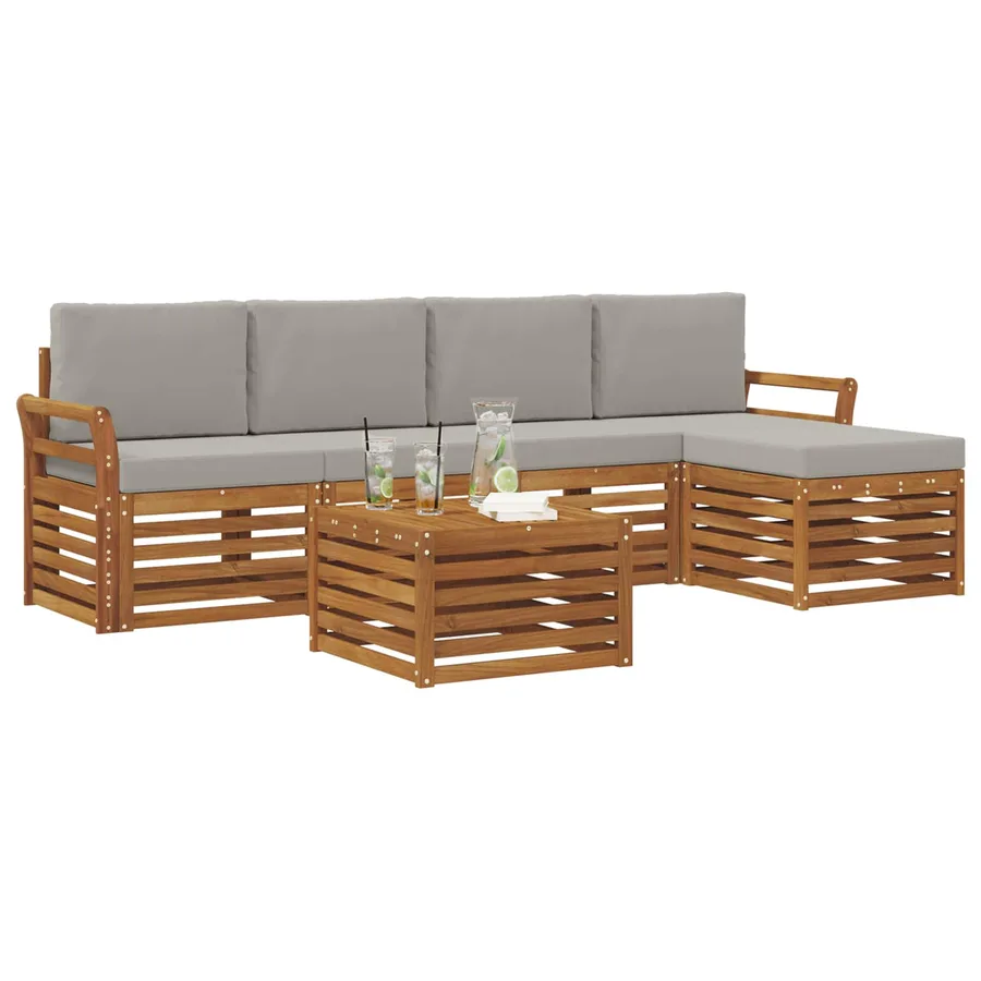 Ensemble de canapés d'extérieur 6 pcs Gris Naturel et Clair - 3