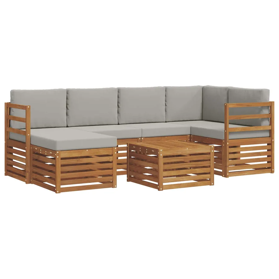 Ensemble de canapé d'angle 7 pcs Gris Naturel et Clair - 2
