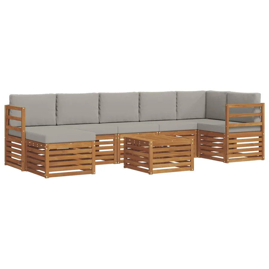 Ensemble de canapés d'extérieur 8 pcs Gris Naturel et Clair - 2