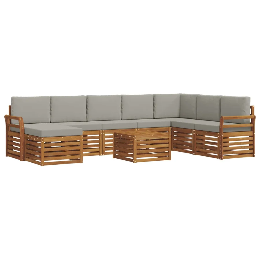 Ensemble de canapés d'extérieur 9 pcs Gris Naturel et Clair - 2