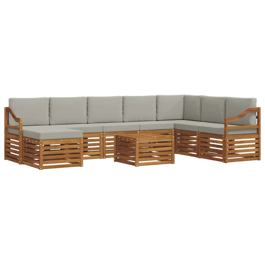 Ensemble de canapés d'extérieur 9 pcs Gris Naturel et Clair - 2