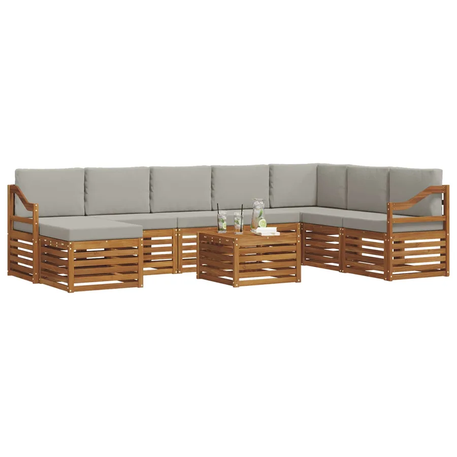 Ensemble de canapés d'extérieur 9 pcs Gris Naturel et Clair - 3