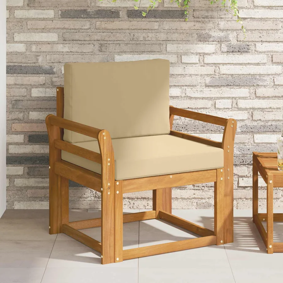 Canapé d’extérieur Bois d'acacia massif et polyester Naturel