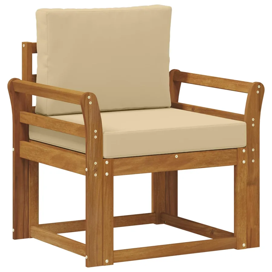 Canapé d’extérieur Bois d'acacia massif et polyester Naturel - 2