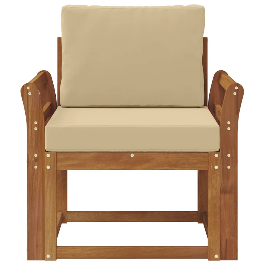 Canapé d’extérieur Bois d'acacia massif et polyester Naturel - 3