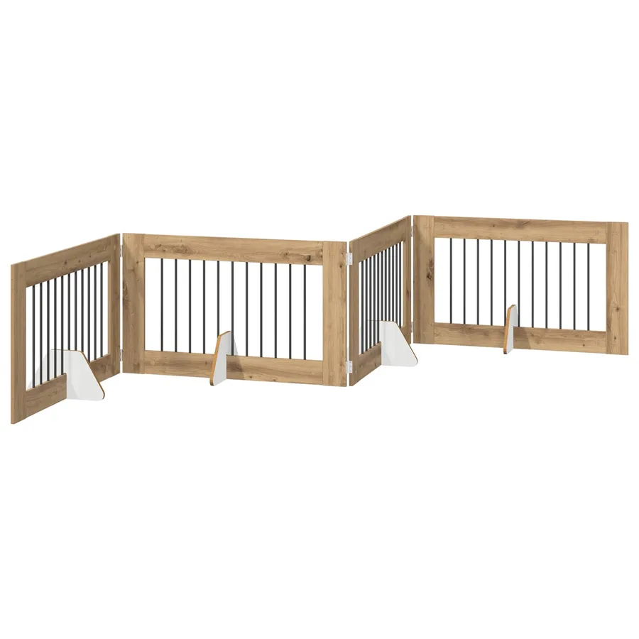 Porte de chien pliable avec supports 4 pcs Chêne artisanal - 2
