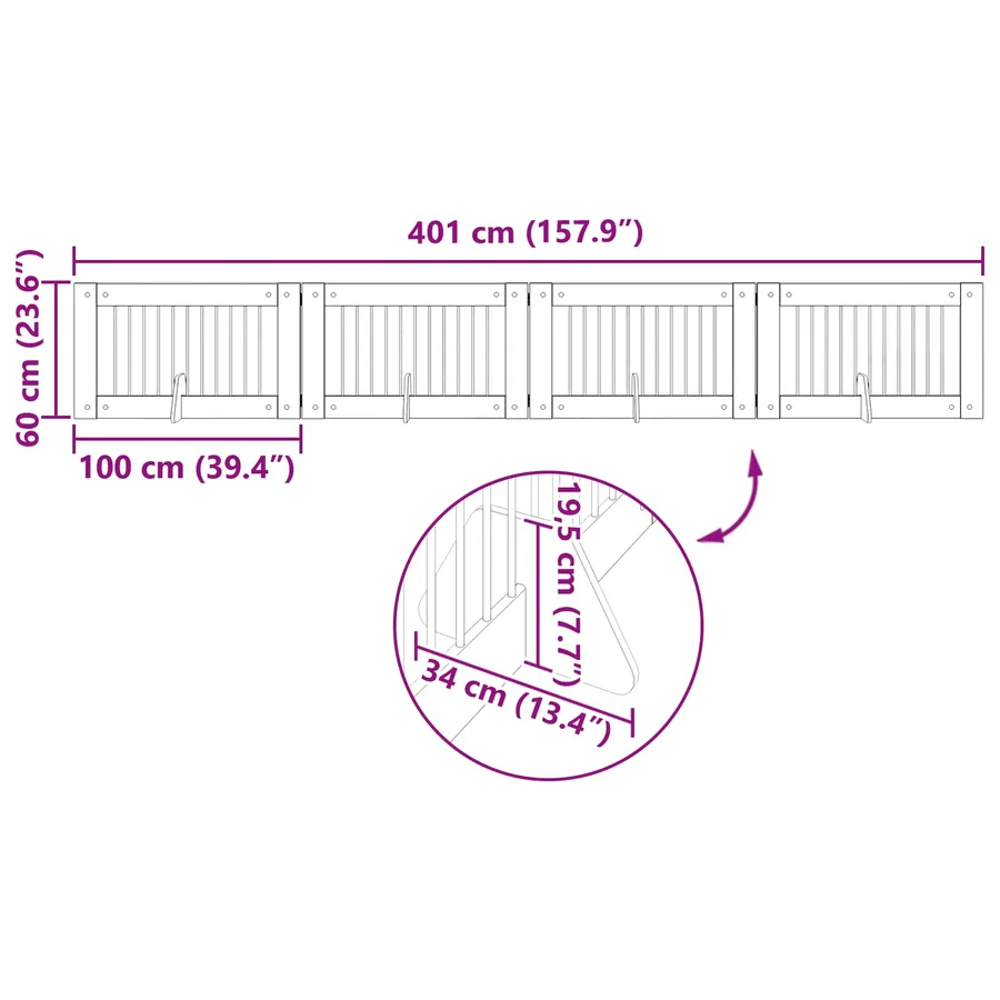 Porte de chien pliable avec supports 4 pcs Chêne artisanal - 8