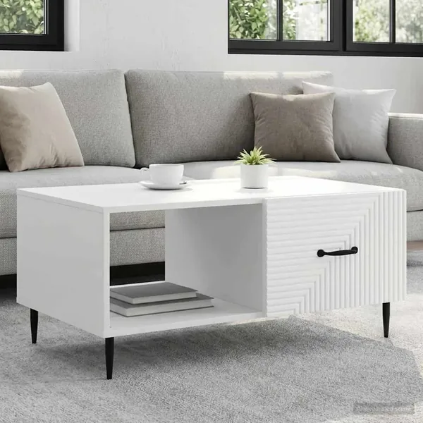 Table basse Blanc 90 x 50 x 40 cm Bois d'ingénierie