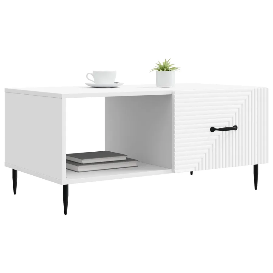 Table basse Blanc 90 x 50 x 40 cm Bois d'ingénierie - 3