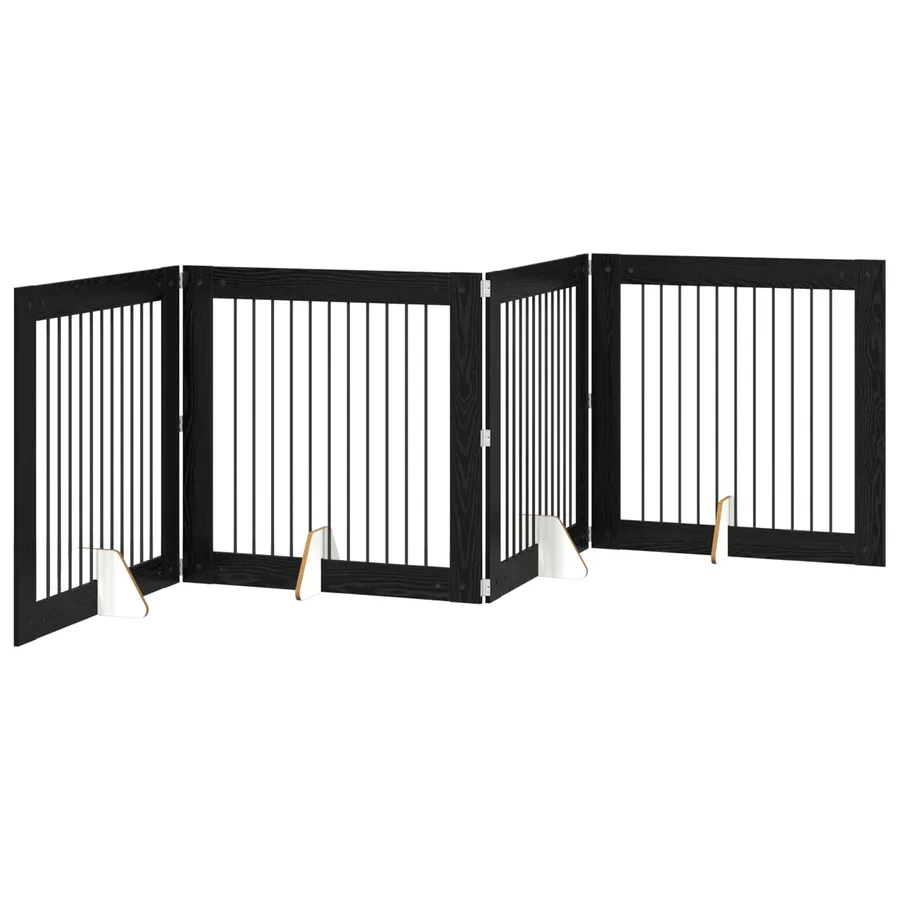 Porte de chien pliable avec supports 4 pcs Chêne noir 401 cm - 2