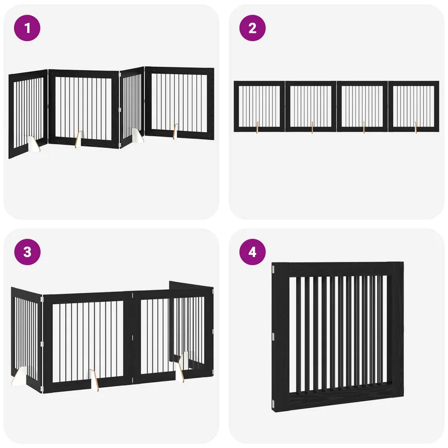Porte de chien pliable avec supports 4 pcs Chêne noir 401 cm - 7