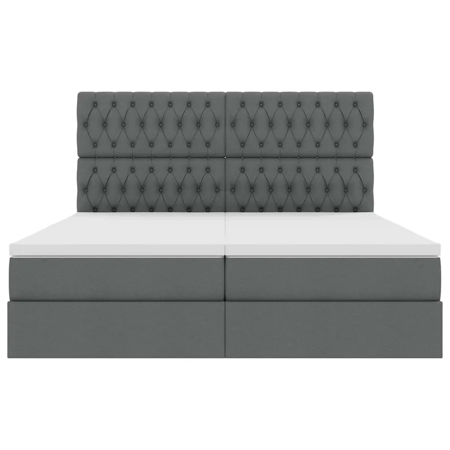 Lit de rangement LED avec matelas Gris foncé 200 x 200 cm Tissu - 11