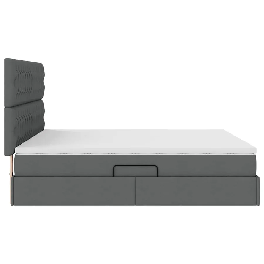 Lit de rangement LED avec matelas Gris foncé 200 x 200 cm Tissu - 12