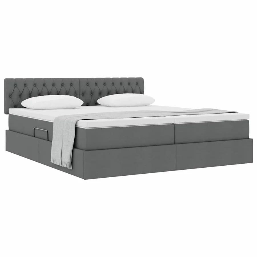 Lit de Rangement Gris foncé 200 x 200 cm Cuir synthétique - 3