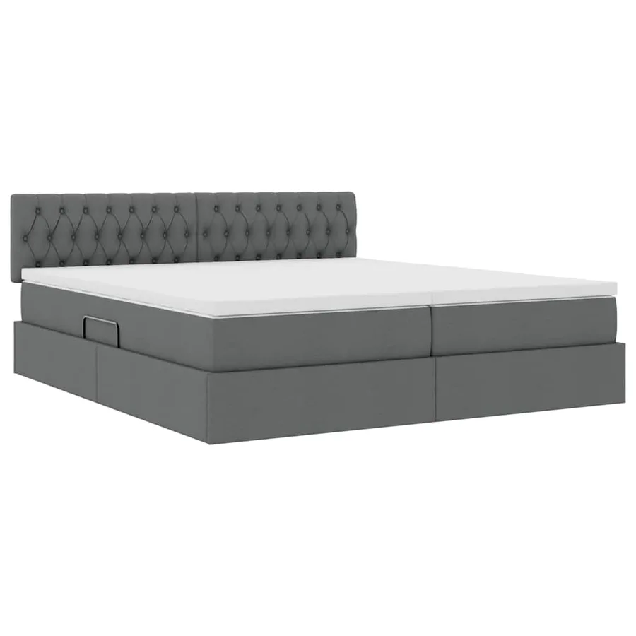 Lit de rangement LED avec matelas Gris foncé 200 x 200 cm Tissu - 6