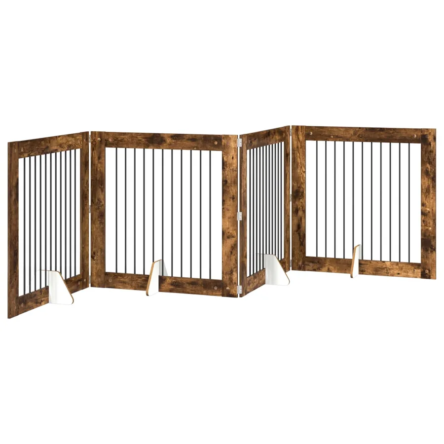 Porte de chien pliable avec supports 4 pcs Chêne fumé 401 cm - 2