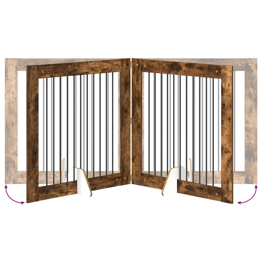 Porte de chien pliable avec supports 4 pcs Chêne fumé 401 cm - 6
