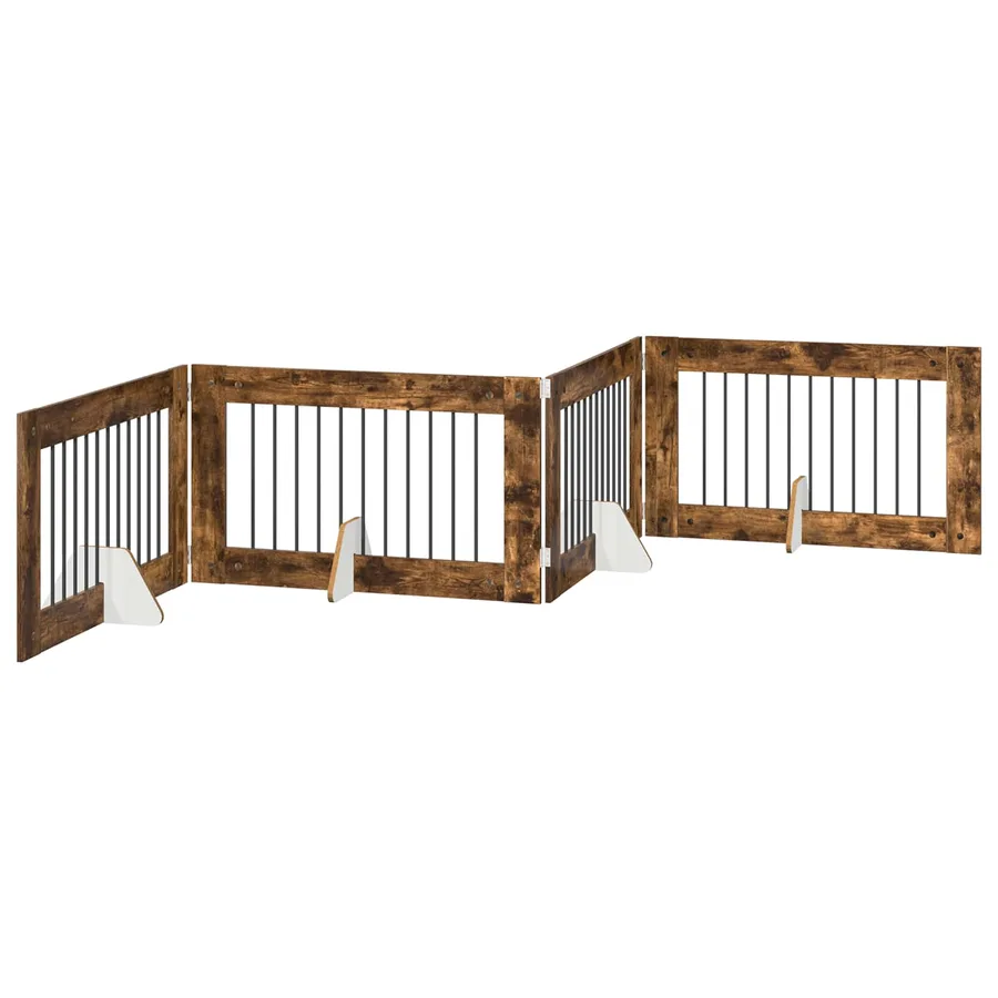 Porte de chien pliable avec supports 4 pcs Chêne fumé 401 cm - 2