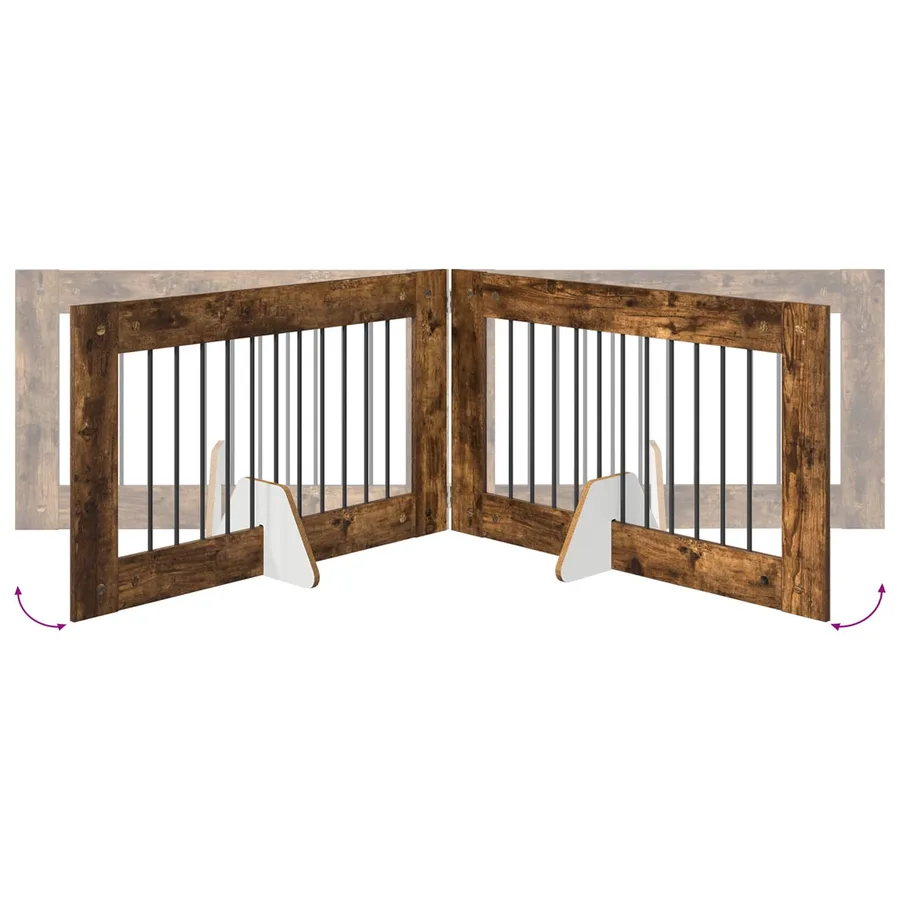 Porte de chien pliable avec supports 4 pcs Chêne fumé 401 cm - 6