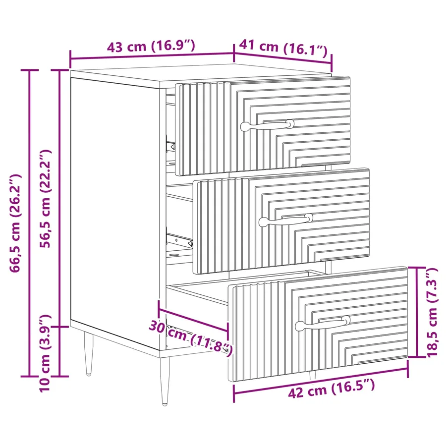 Cabinet de chevet Chêne artisanal 43 x 41 x 66,5 cm - 11