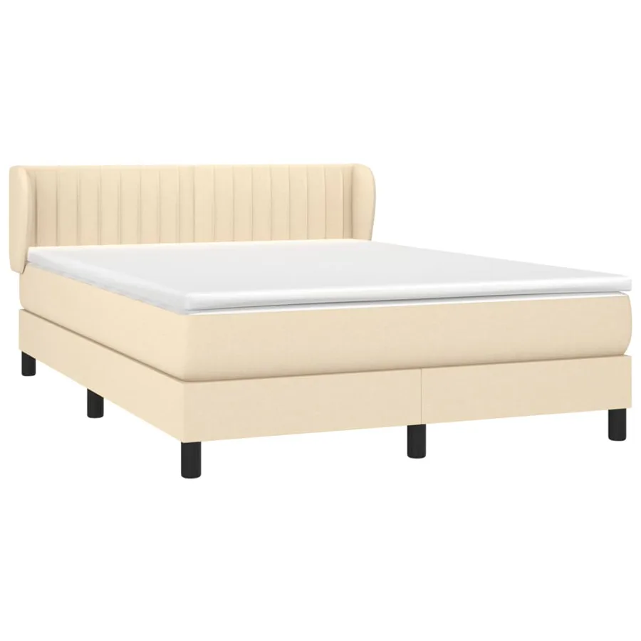 Sommier à lattes de lit avec matelas Crème 140x190 cm Tissu - 3