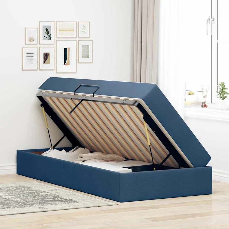 Lit avec rangement et matelas Bleu 90 x 200 cm Polyester - 4