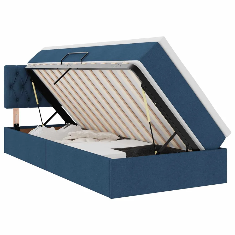Lit avec rangement et matelas avec matelas Bleu 90 x 200 cm - 2