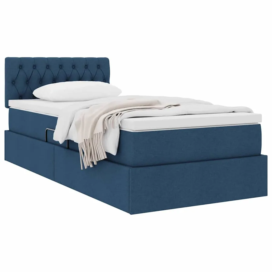 Lit avec rangement et matelas avec matelas Bleu 90 x 200 cm - 3