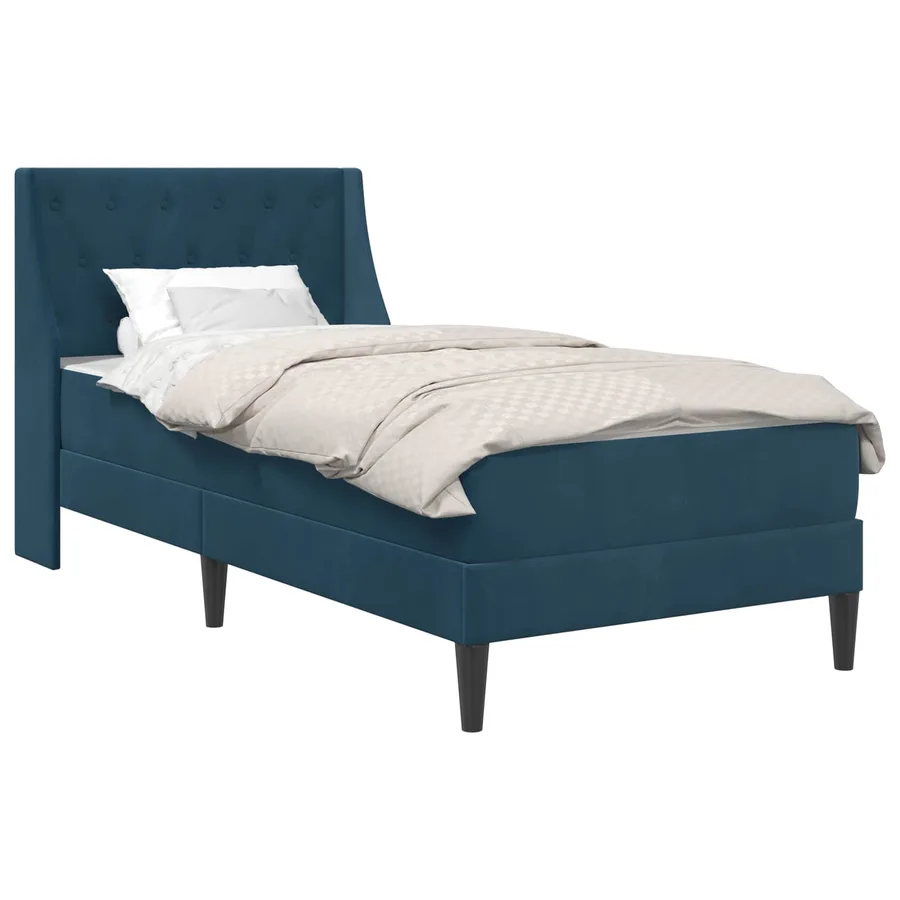 Cadre de lit avec matelas Bleu 100 x 200 cm Velours - 2