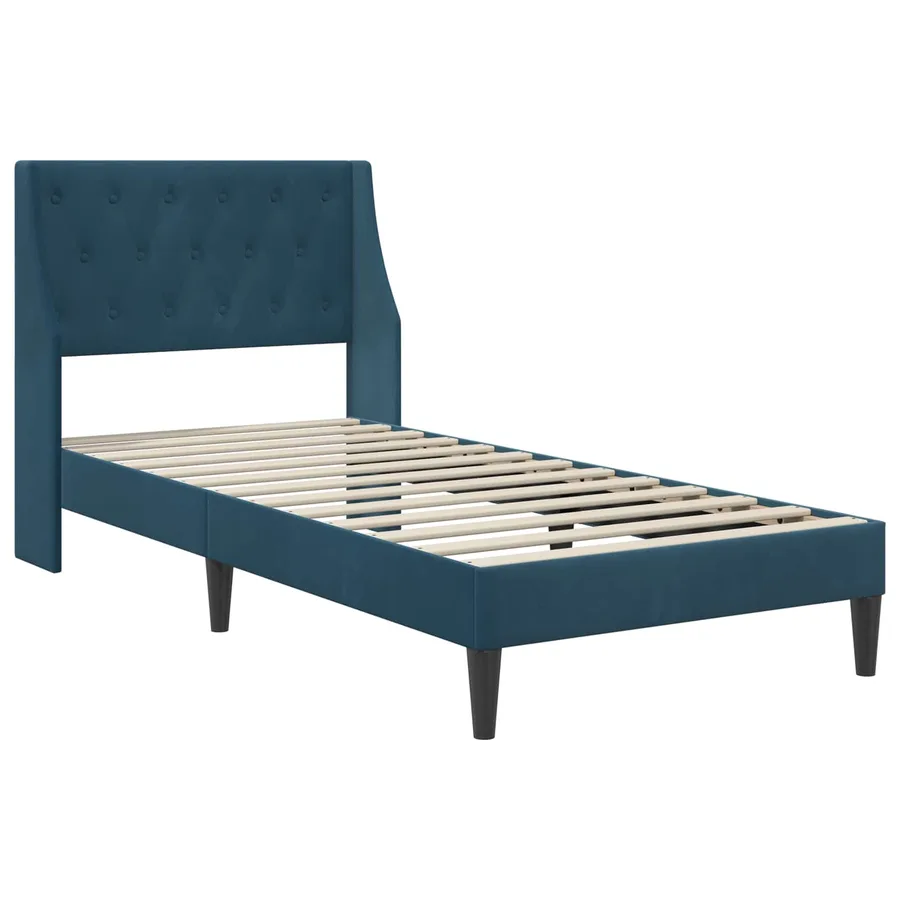 Cadre de lit avec matelas Bleu 100 x 200 cm Velours - 4
