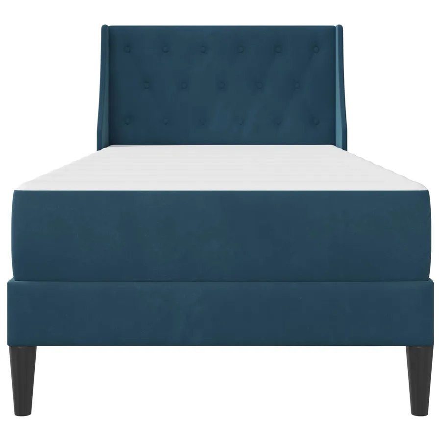 Cadre de lit avec matelas Bleu 100 x 200 cm Velours - 6