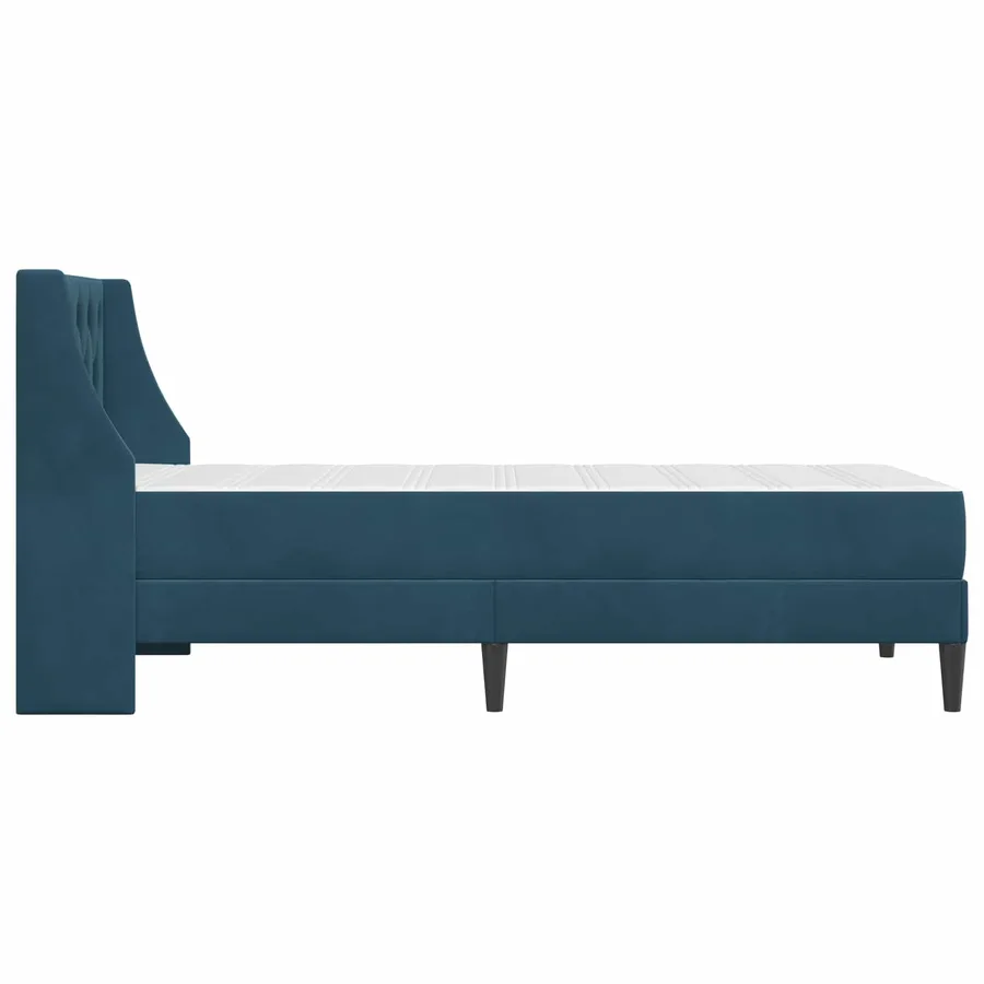 Cadre de lit avec matelas Bleu 100 x 200 cm Velours - 7