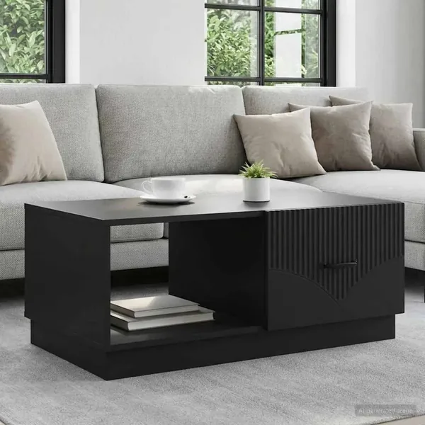 Table basse Noir 90 x 50 x 37 cm Bois d'ingénierie