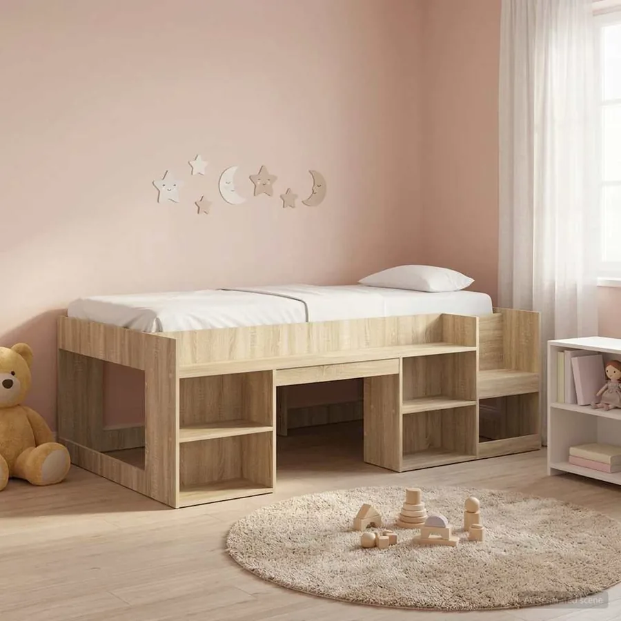 Cadre de lit pour enfants avec rangement Chêne Sonoma