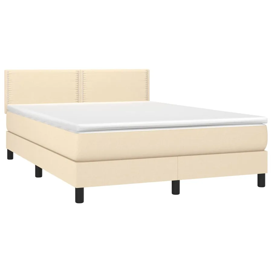 Sommier à lattes de lit avec matelas LED Crème 140x190 cm Tissu - 3